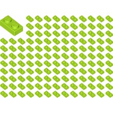 LEGO Yedek Parçalar: Plate 1X2: 100 Adet 1x2 Plate Parts Plaka Parçası Fıstık Yeşili - Lime 3023