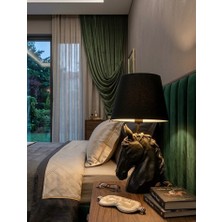 Mirsa Global *modern At Abajur Siyah Gold Büst Abajur  Heykel  –  Siyah Şapka Dekoratif Masa Lambası, Şık Salon & Yatak Odası Aydınlatma