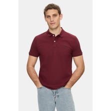 Ucla Lakes Bordo Polo Yaka Nakışlı %100 Pamuk Standard Fit Erkek Tshirt