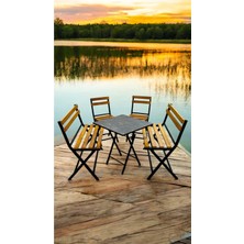 Modern Style Home Modern 2-2-1-1 Balkon Bahçe Mutfak Bistro Set Katlanır Masa-Sandalye 6 Kişilik