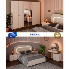 Vieva Seyran Yatak Odası Takımı 6 Kapılı Gardırop %100 Mdf Bazalı Teslimat -Montaj Dahil