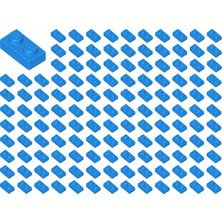 LEGO Yedek Parçalar: Plate: 100 Adet 1x2 Plate Parts Plaka Parçası Azur Mavisi - Dark Azure 3023