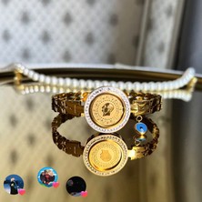 Stainless Stell Kuyumcu Model Taşlı Çeyrekli Kelepçe