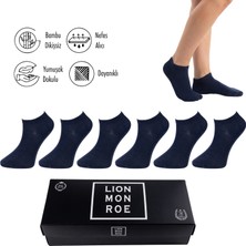 Lion Monroe Saf Bambu 4 Mevsim Erkek Patik Düz  Lacivert Çorap Dikişsiz Premium Hediye Kutulu 6'lı Prime Comfort Serisi S680AZNS