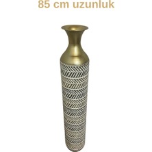 Roxart Metal Dekoratif Çiçek Vazosu Yer Vazo 85 cm Eskitme Desen Dekor Obje 85X15 cm