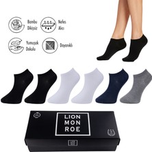 Lion Monroe Saf Bambu 4 Mevsim Erkek Patik Düz Siyah - Beyaz - Lacivert - Gri  Çorap Dikişsiz Premium Hediye Kutulu 6'lı Prime Comfort Serisi S680AZNS