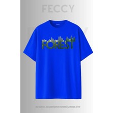 Feccy Premium Forest Baskılı Avcı Tema Unısex Oversize Kadın Tişört Erkek Tişört Pamuklu Oversize Tişört