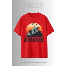 Feccy Premium Adventure2 Baskılı Avcı Tema Unısex Oversize Kadın Tişört Erkek Tişört Pamuklu Oversize Tişört