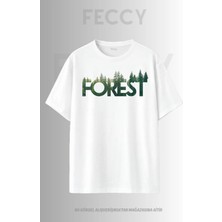 Feccy Premium Forest Baskılı Avcı Tema Unısex Oversize Kadın Tişört Erkek Tişört Pamuklu Oversize Tişört