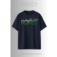 Feccy Premium Forest Baskılı Avcı Tema Unısex Oversize Kadın Tişört Erkek Tişört Pamuklu Oversize Tişört