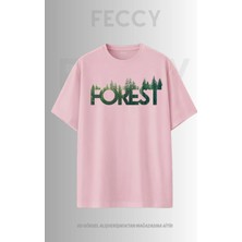 Feccy Premium Forest Baskılı Avcı Tema Unısex Oversize Kadın Tişört Erkek Tişört Pamuklu Oversize Tişört