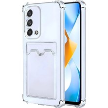 Oppo A74 Uyumlu Kamera Korumalı Kartlıklı Köşeleri Airbag Tasarımlı Darbe Önleyici Şeffaf