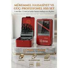 Creatividad Solutions 25 Parça 1 - 13 mm Alüminyum Metal Ağaç Hss Uçlu Dın 338RN Matkap Ucu Seti 723034