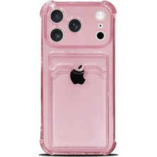 iPhone 17 Pro Max Uyumlu Kamera Korumalı Kartlıklı Köşeleri Airbag Tasarımlı Darbe Önleyici Pembe