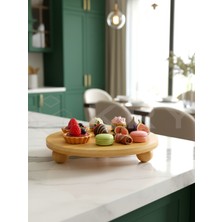 Kry Bambu Top Ayaklı Sunumluk 25 cm – Ahşap Servis Tabağı, Yükseltilmiş Sunum Standı