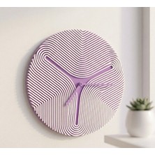 Basart Modern Dekoratif 3D Kanallı Duvar Saati - Minimalist Tasarım Lilla/lila Antre Salon Ofis Saati