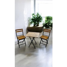 Modern Style Home Balkon Bahçe Mutfak 3'lü Bistro Set Katlanır Masa Sandalye 60X60