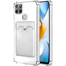 Oppo A15/A15S Uyumlu Kamera Korumalı Kartlıklı Köşeleri Airbag Tasarımlı Darbe Önleyici Şeffaf