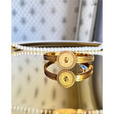 Stainless Stell Çeyrek Altın Görünümlü Kuyumcu Model Kelepçe Bileklik