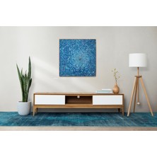 Galeri Mavi Abstract Bluez” Imzalı Özgün El Yapımı Akrilik Tablo 80X80 cm Modern Soyut Kanvas Çerçevesiz