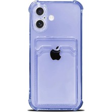 iPhone 16 Uyumlu Kamera Korumalı Kartlıklı Köşeleri Airbag Tasarımlı Darbe Önleyici Mor