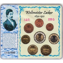 Banknoting Almanya Euro Tam Set 2002 D. Emanuel Lasker-Satranç. Özel Kartında. Çil.