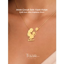 Tuan Collection Anne Çocuk Isim Kolye Gold Çelik Zirkon Altın Kaplama Kişiselleştirilebilir Kolye