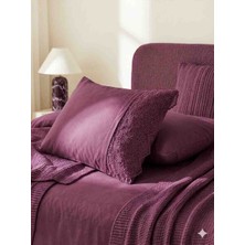 Karaca Home Valeria Mürdüm %100 Pamuklu  Dantelli 2'li Yastık Kılıfı Seti - 50X70 Premium Yastık Kılıfı