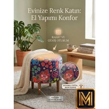 Diday Fil Puf F Puf Koltuk Puff Dekoratif Şık Fonksiyonel Tabure Moderndesenli Silindir Dijital Baskılı Renkli Bench Dekoratif Bohem Doğal Gürgen Ayaklı Çok Amaçlı Bahçe Ev Balkon