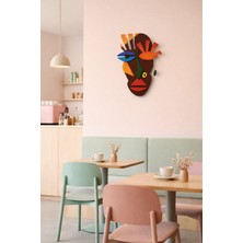 Zesiba Picasso Renkli Soyut Yüz Figürlü Ahşap Duvar Dekoru 50X25 cm | Sanatsal Ev, Kafe Dekorasyonu