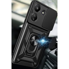 Markaon Kesgin Market® Newface Xiaomi Redmi 13C Kılıf Pars Lens Yüzüklü Silikon - Siyah Teknokesgin