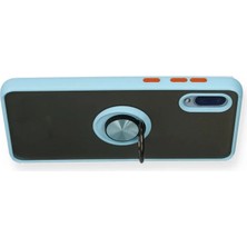 Markaon Kesgin Market® Newface Samsung Galaxy A02 Kılıf Montreal Yüzüklü Silikon Kapak - Buz Mavi Tek