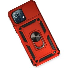 Markaon Kesgin Market® Newface Xiaomi Mi 11 Lite Kılıf Pars Lens Yüzüklü Silikon - Kırmızı Teknok