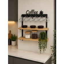 Kahve Köşesi Standı / Coffee Yazılı Çift Raf Organizer