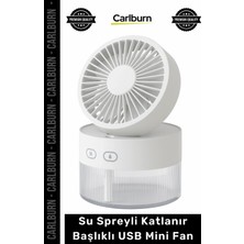 Carlburn #vantilatör Masaüstü Şarjlı Portatif Hava Soğutucu Işıklı Su Spreyli Katlanır Başlıklı USB Mini Fan