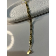 Hüma Butik El Örmesi Görünümlü Altın Kaplama Hasır Zincir Bileklik