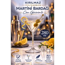 İstanbul Horeca Polikarbon Martini Kadehi Kırılmaz Cam Görünümlü 280 ml Kokteyl Bardağı