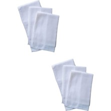 Mira Home 6 Lı El Cep Yaka Kumaş Mendil 36X36 cm 100 Pamuklu Tm Beyaz