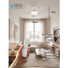 Yeo Aydınlatma Sessiz Tavan Vantilatörlü Avize - 3 Renk LED Aydınlatmalı, Kumandalı, Zamanlayıcılı Modern Mutfak ve Yatak Odası Fanı - 45 cm