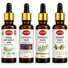 Safvital Akneye Eğilimli Ciltler Için Yağ Dengeleyici Cilt Bakım Seti 4’lü – Çay Ağacı Lavanta Niaouli Jojoba Yağı 4X20 ml