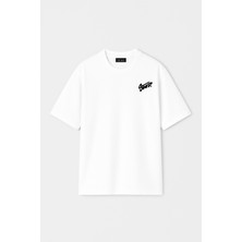 The Rule Unisex Stwd Baskılı Oversize %100 Pamuk Geniş Kesim Yumuşak Dokulu Bisiklet Yaka Beyaz T-Shirt