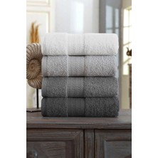 Mira Home 4 Lü El Yüz Havlu Seti %100 Pamuklu Gökkuşağı 50X85 cm Antrasit