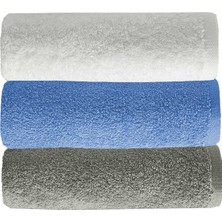 Mira Home 3 Lü Düz Renk El Yüz Havlu Seti %100 Pamuklu 50X90 cm Gri-Mavi-Beyaz