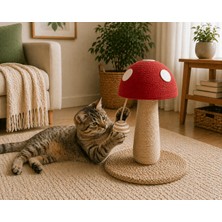Pureza Kırmızı Mantar Tasarımlı Kedi Tırmalama ve Oyuncak Standı – Interaktif Kedi Oyuncağı