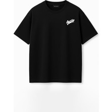The Rule Unisex Stwd Baskılı Oversize %100 Pamuk Geniş Kesim Yumuşak Dokulu Bisiklet Yaka Siyah T-Shirt