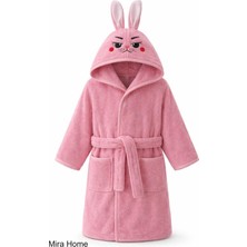 Mira Home Pembe Tavşan Nakışlı Kulaklı Bebek ve Çocuk Bornozu