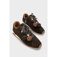 Capone Outfitters Doralyn Hakiki Deri Süet Ponponlu Kadın Sneaker Spor Ayakkabı
