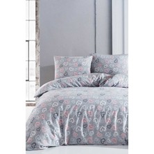 Mira Home Çift Kişilik Nevresim Takımı Pamuklu Romantik Gri