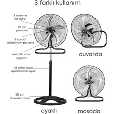 Empressco NT-08S 18'' 3 In 1 Alüminyum Pervaneli Sanayi Tipi Vantilatör Sessiz,3 Kademe Hız Ayarlanabilir Ayak