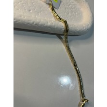 Hüma Butik Gold Renk Kararmaz Çelik Baget Taşlı Lüks Bileklik - Kuyumcu Modeli